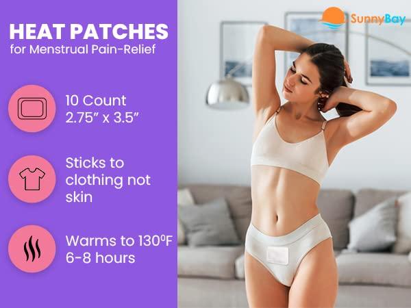 SunnyBay SunnyBay Heat Patches for Menstrual Cramp, Air-Activated Adhesive Heat Pads for Period, 130 F Warmth up to 8 Hours, Stick to Clothing Not Skin, 2.75 x3.5 inches, 10-Count, Pack of 2