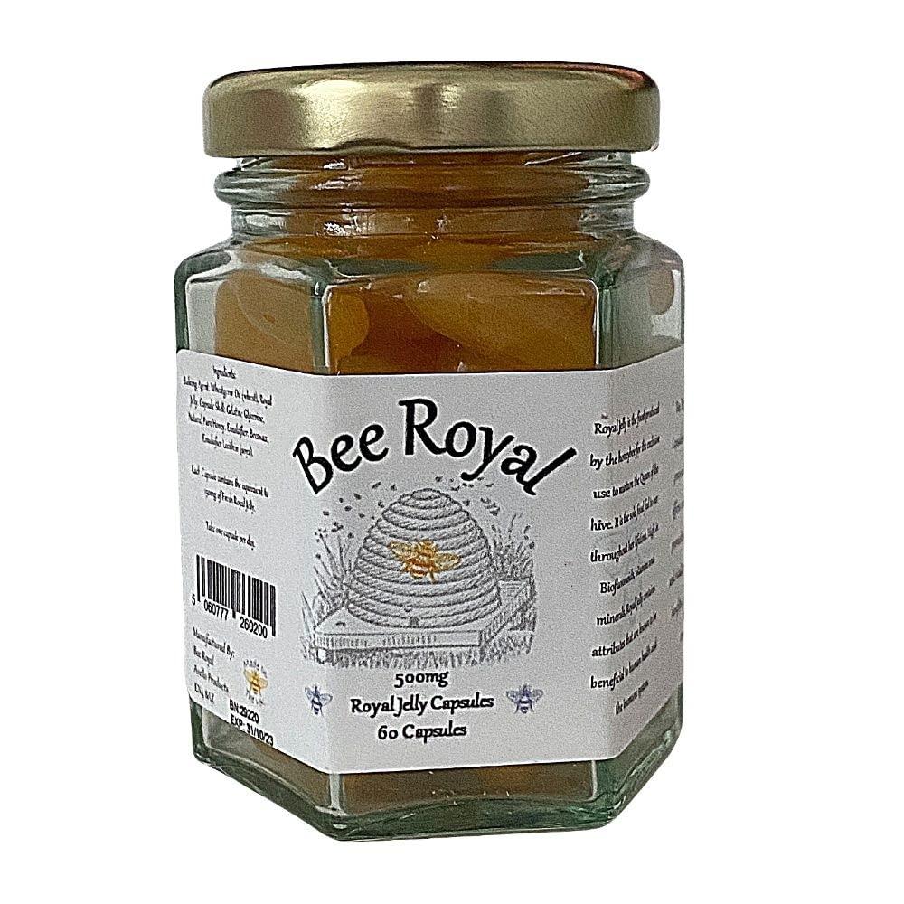 Bee Royal Bee Royal - 500mg Fresh Royal Jelly Capsules - 60 Capsules of 100% Fresh Queen\'s Jelly NOT Freeze Dried Extract - Supports Immune System, Fertility, Energy Management, Reduces Tiredness & Fatigue