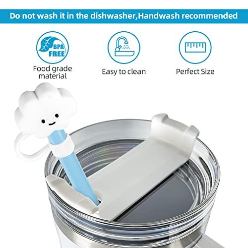 AUAUY AUAUY 6 PCS Silicone Replacement Straws for Stanley 40oz 30oz Cup, Reusable Colorful Straws Compatible with Stanley Adventure Quencher Travel Tumbler, Cup Straws with Cleaning Brush & Straw Covers