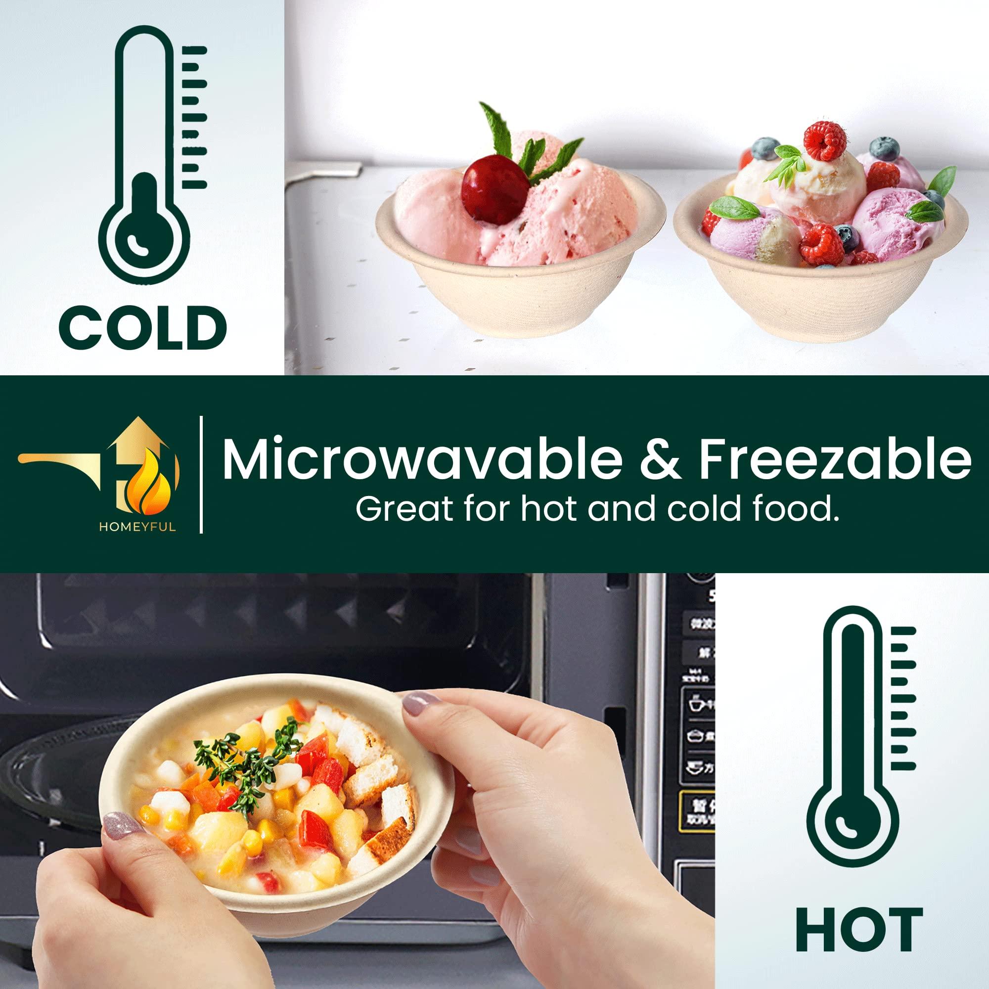 Homeyful Homeyful Disposable Paper Bowls - 100pack 8oz Compostable Paper Bowls- For Condiments, Ice Cream, Chili, Dessert and Chip Dips- Made of Natural Sugarcane Bagasse