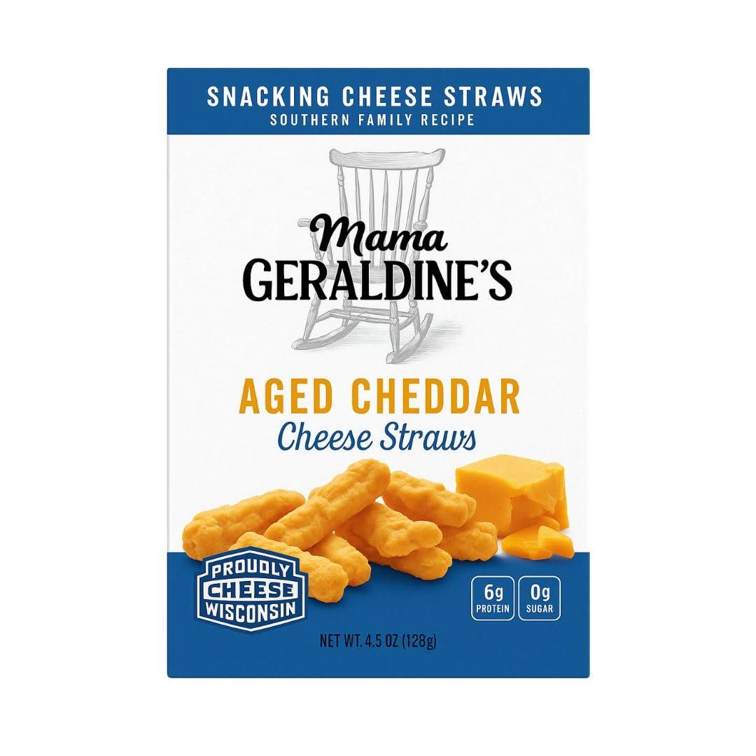 Mama Geraldine\'s Mama Geraldine\'s - Aged Cheddar Cheese Straws - 4.5 Ounce, 1 Pack - Crisps, Chips, Gourmet Baked Snacks, Bite Sized Cheese Straw Snacks for Appetizer