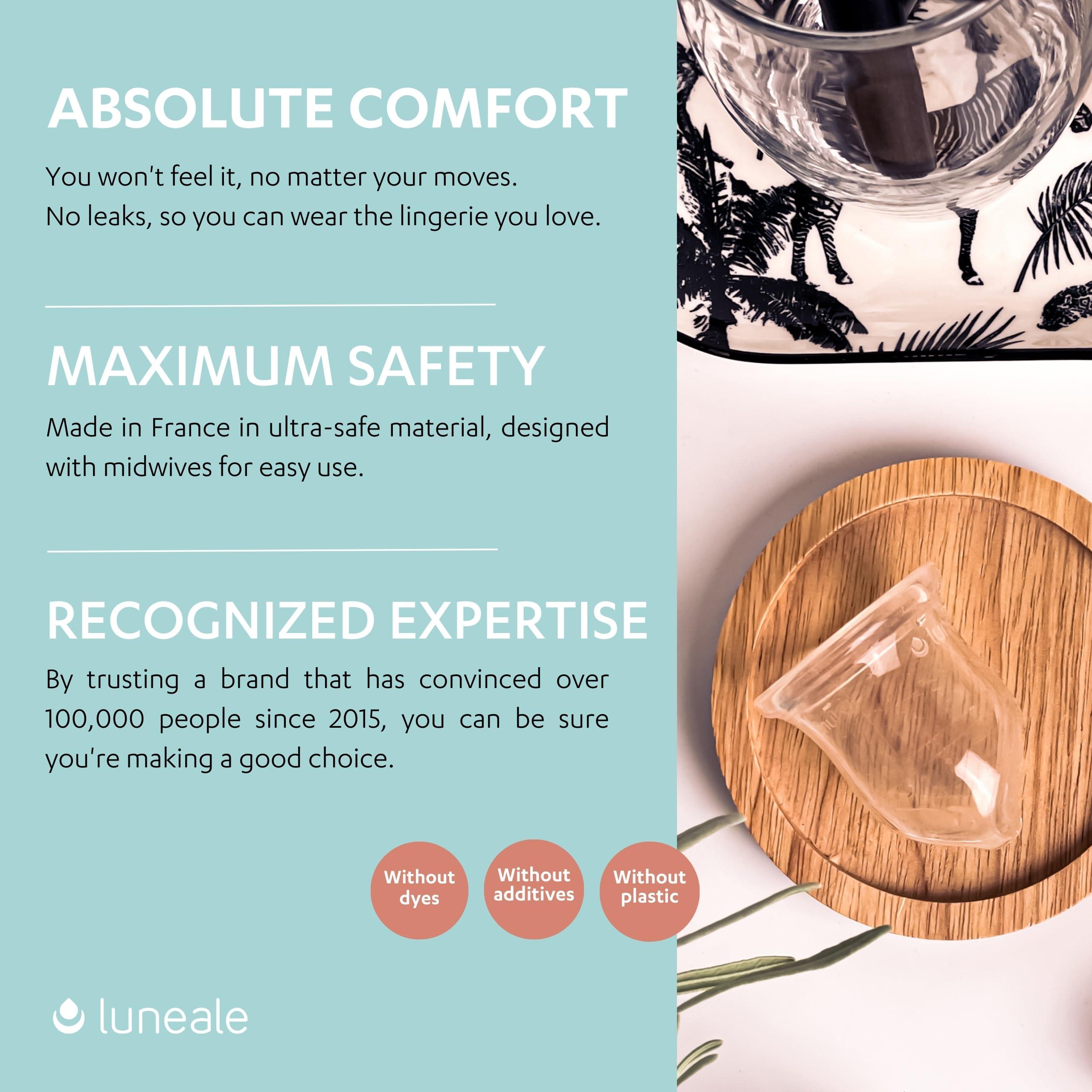 Luneale La Cup Luneale - Reusable Stemless Menstrual Cup - Patented Ergonomic Design Created with Midwives - 100% Platinum Medical-Grade Silicone - Ultra-Comfortable - Size S (Light to Medium Flow)