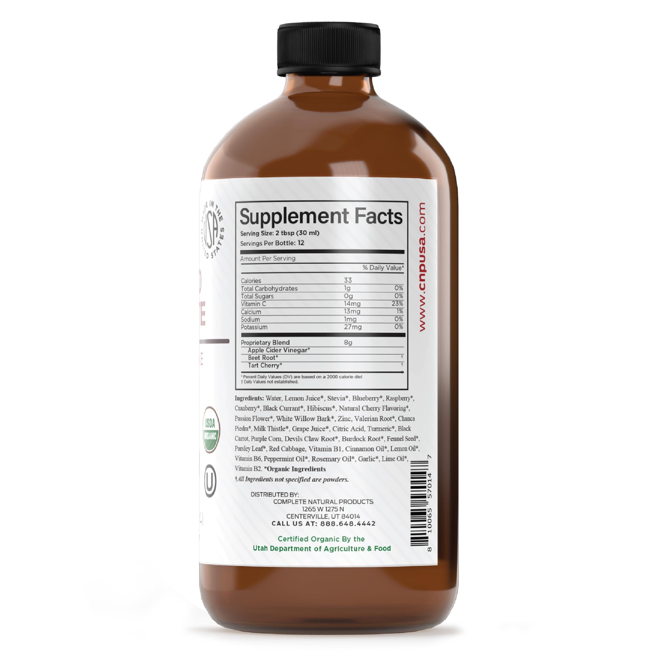 Complete Natural Products Complete Natural Uric Acid Complete - Liquid Supplement to Support Uric Acid Cleanse, Kidney Health & Blood Circulation with Apple Cider Vinegar, Tart Cherry, Beet Root, Lemon, Cinnamon - 12oz
