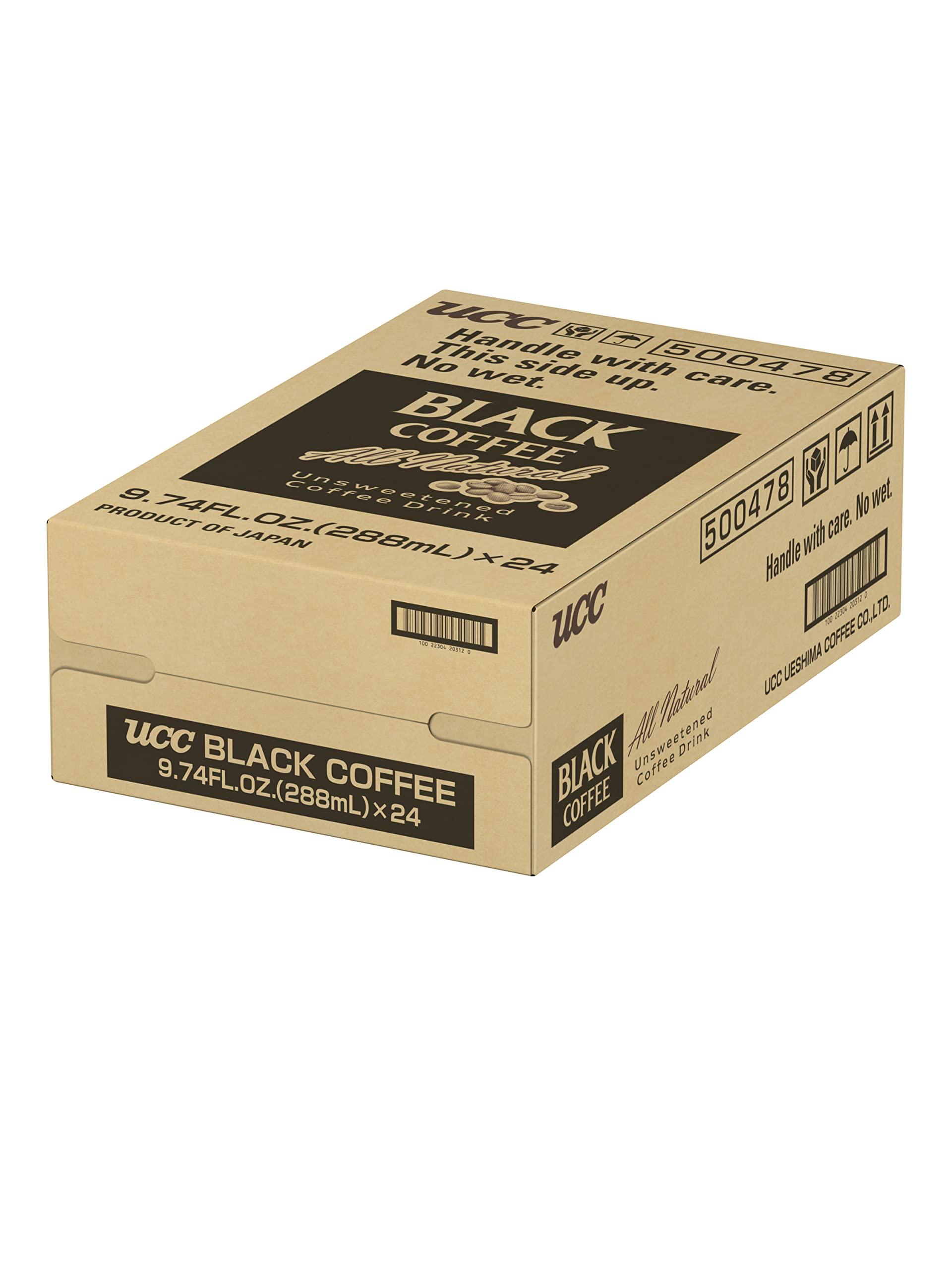 UCC UCC Ready to Drink Black Coffee, 9.74 FL OZ (Pack of 24), All Natural Unsweetened Coffee, Instant Drinks, Ingredients Water & Coffee, Smooth and Creamy, Convenient Bottle, Imported from Japan