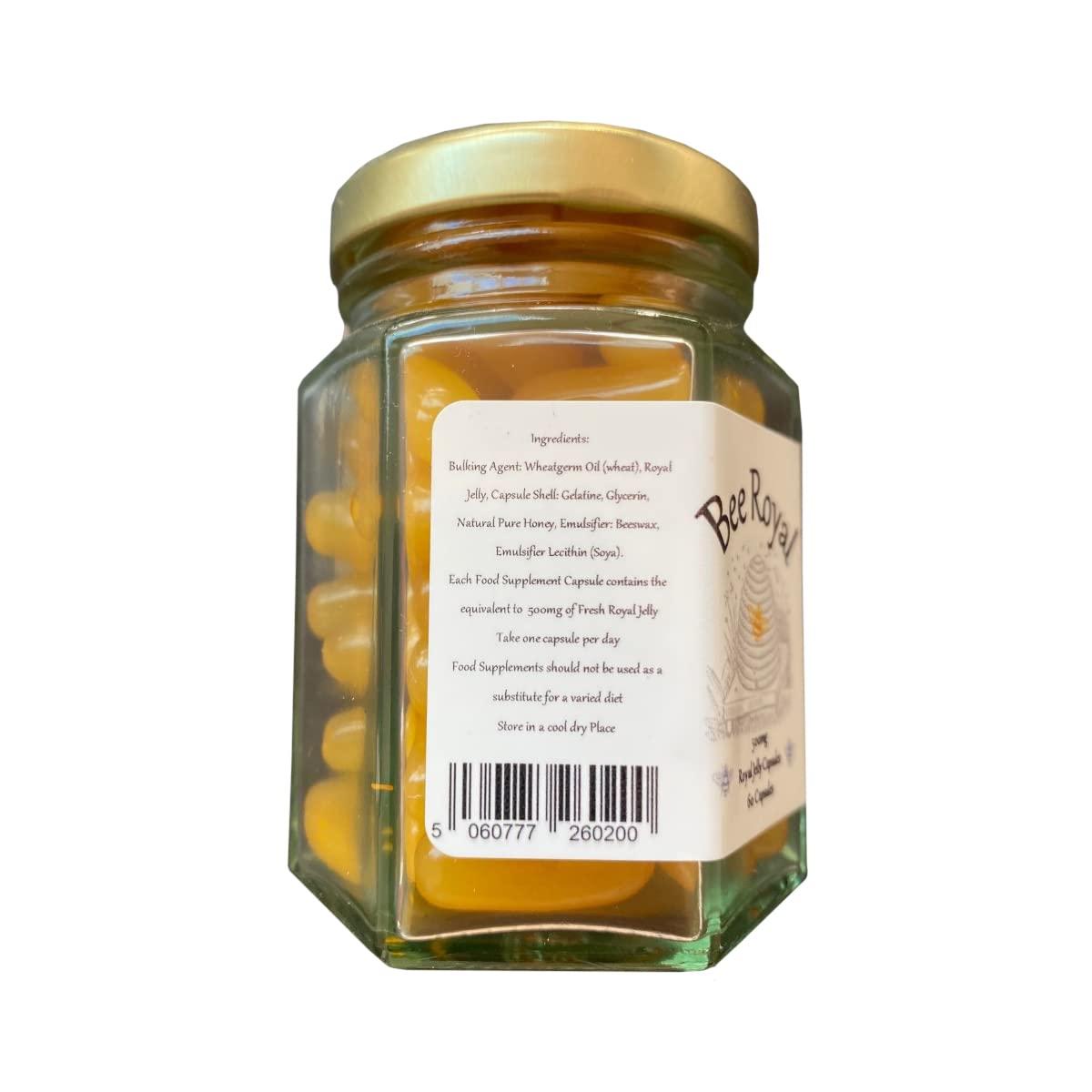 Bee Royal Bee Royal - 500mg Fresh Royal Jelly Capsules - 60 Capsules of 100% Fresh Queen\'s Jelly NOT Freeze Dried Extract - Supports Immune System, Fertility, Energy Management, Reduces Tiredness & Fatigue