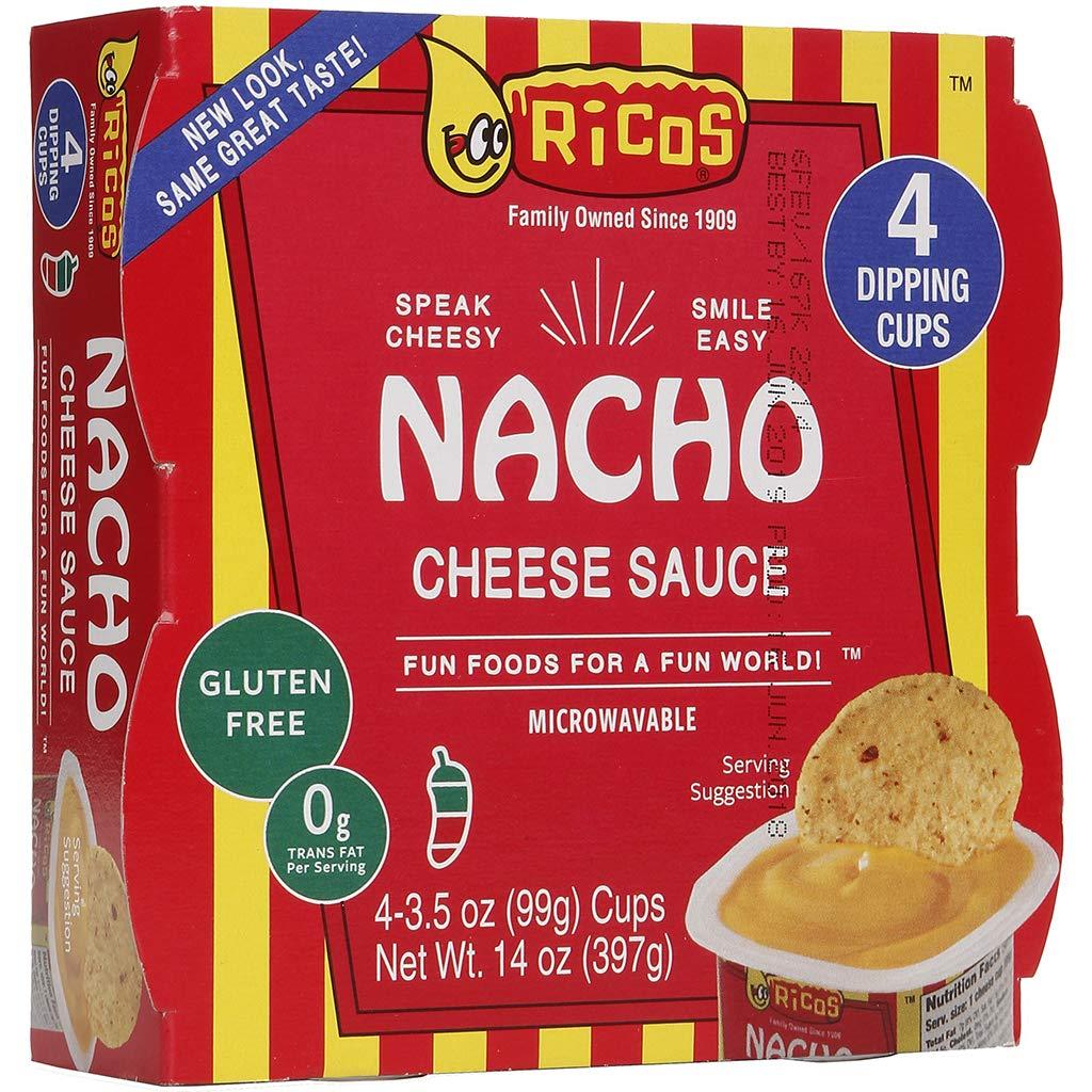 Ricos Ricos Nacho Cheese Sauce Portion Cup - (4-pack) 3.5oz Cups - Case - 12 Pack