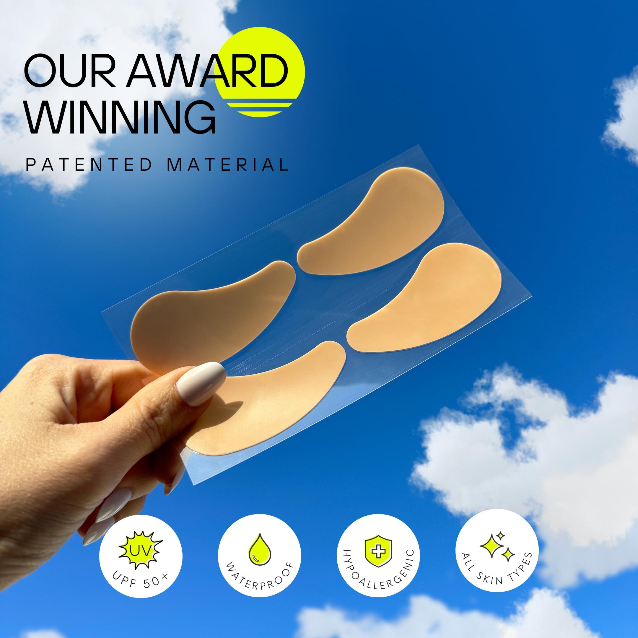 Sun Patch Sun Patch, Reusable Under Eye Sunblock Patches, 100% Silicone Sunscreen Under Eye Patches for UV Protection, Face Stickers with UPF 50, 1 Pack/4 Pairs, Sunkiss (Nude) (Golf, Surf, Swim, Ski & Snow)