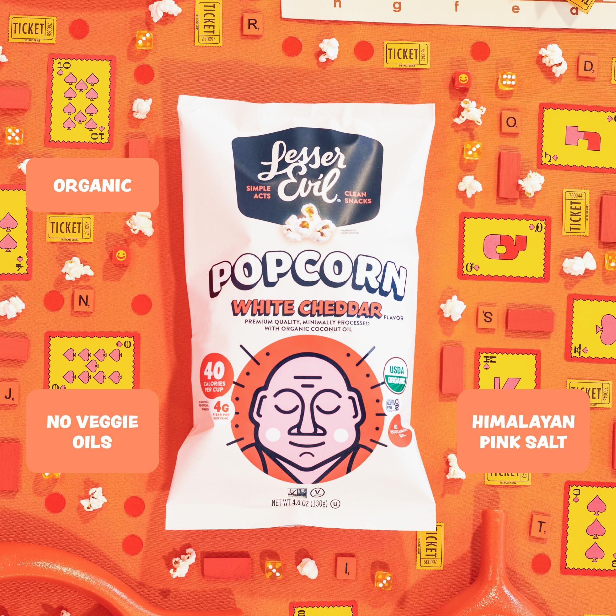 Lesserevil LesserEvil No Cheese Cheesiness Organic Popcorn, Premium Quality, Minimally Processed, No Vegetable Oil, 4.6 Oz, Pack of 3.