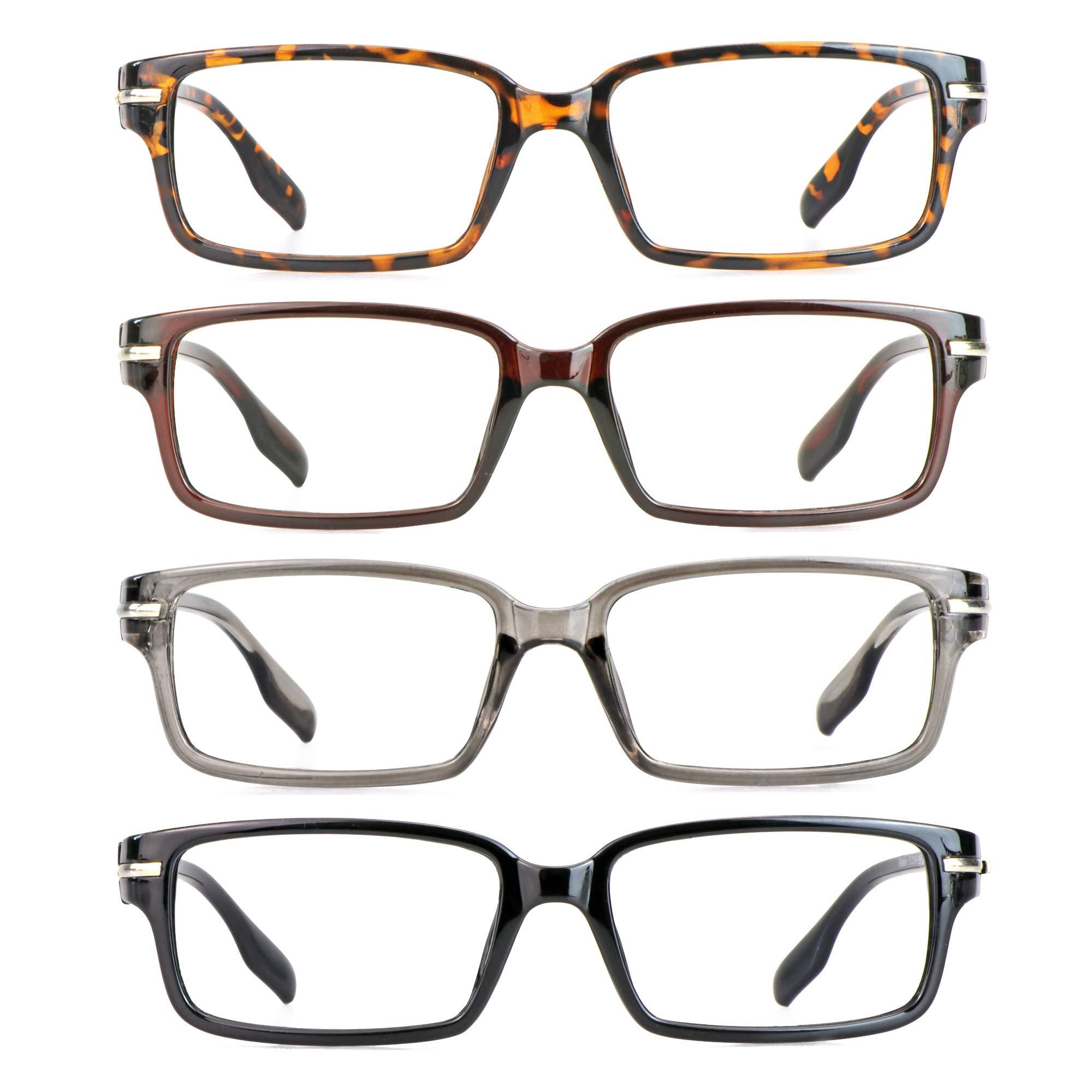 VisionGlobal VisionGlobal 4 Pairs Reading Glasses, Blue Light Blocking Glasses, Computer Reading Glasses for Men(Colors, 3.50 Magnification)