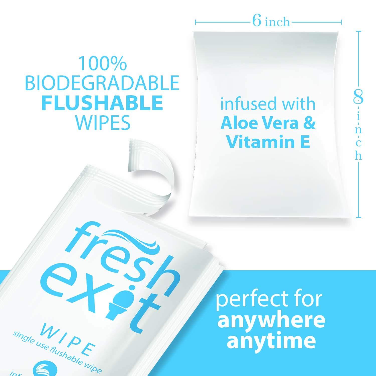 FreshExit FreshExit  Individually Wrapped Flushable Wipes for Adults  a Large, Personal Wipe in a Small, Discreet Package  Feminine Wipes - 36 Count  Great Travel Wipes & Butt Wipes