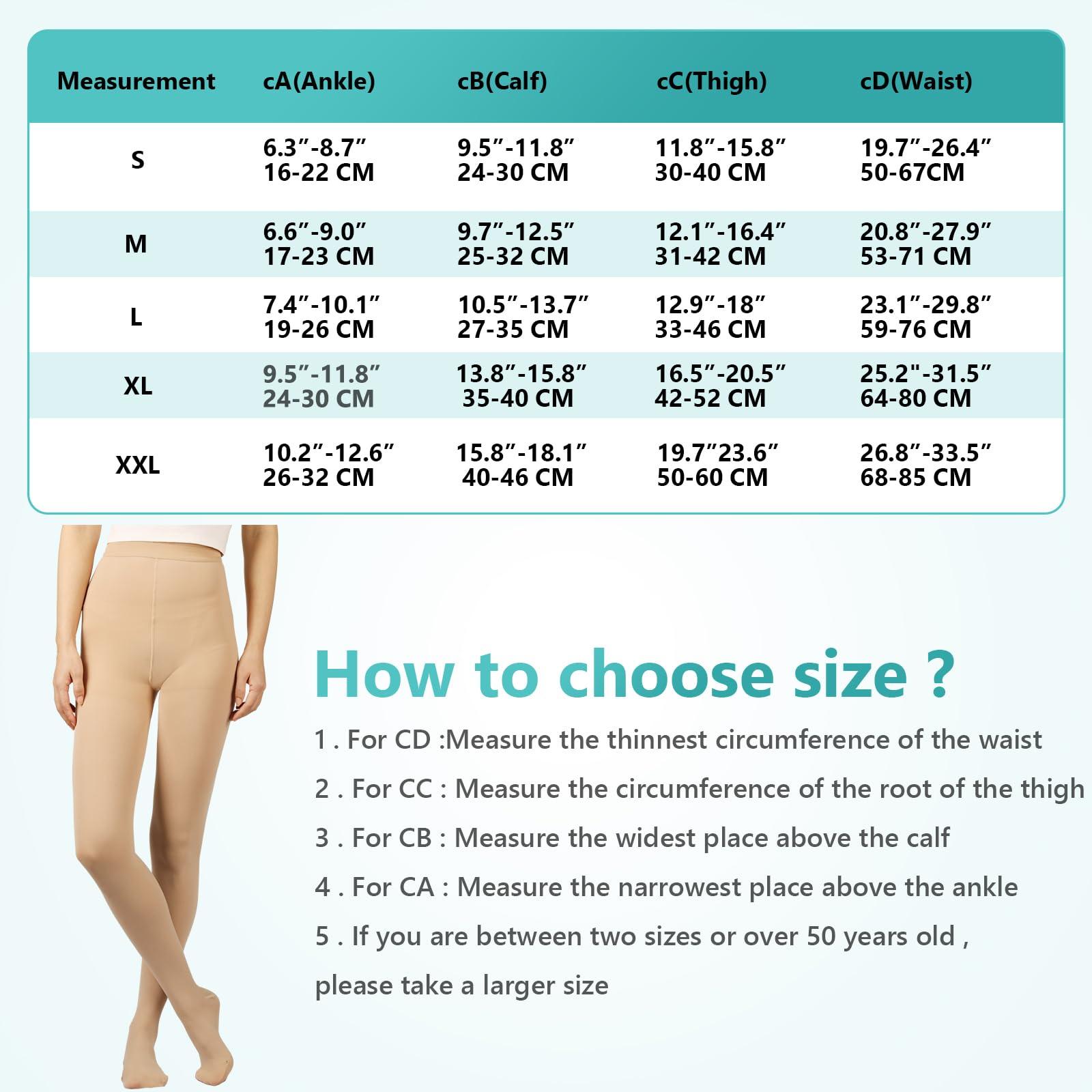 Laubawck Compression Pantyhose Stockings for Women Men, 20-30 mmHg Medical Graduated Support Opaque Closed Toe Hose Tights for Swelling, Edema Varicose Veins Waist High Compression Stockings