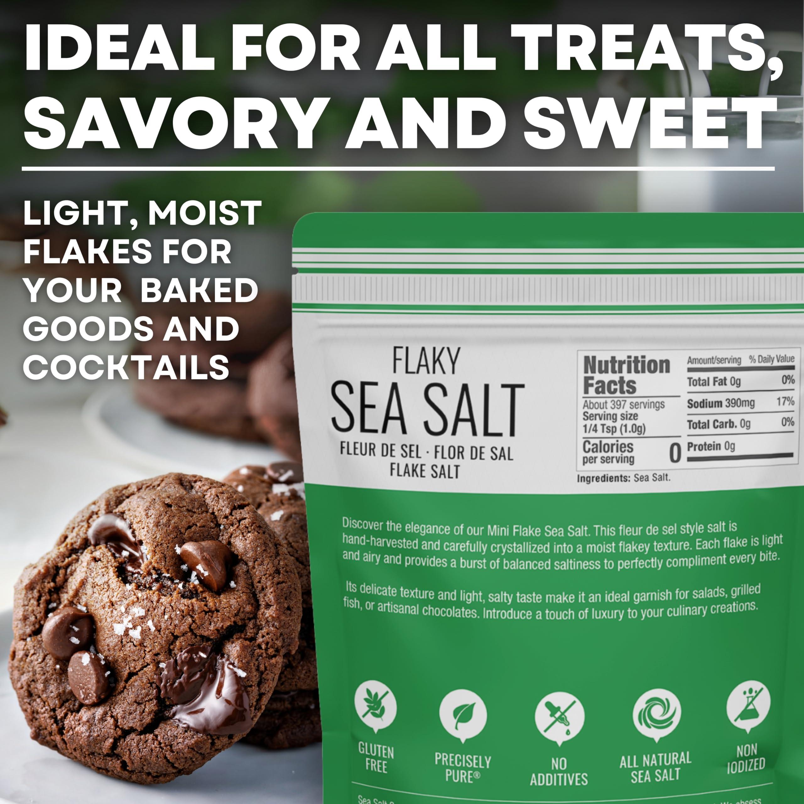 Sea Salt Superstore Flaky Sea Salt, Hand Harvested Sea Salt Flakes, Baja Fleur de Sel Flake Salt, Gourmet Finishing Flaky Salt for Baking and Cooking, 7 oz Bag, Sea Salt Superstore