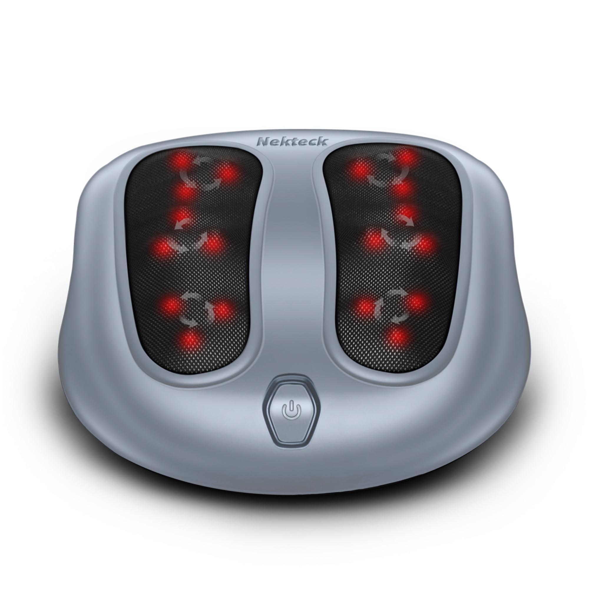 Nekteck Nekteck Foot Massager with Heat, Shiatsu Heated Electric Kneading Foot Massager Machine for Plantar Fasciitis, Built-in Infrared Heat Function and Power Cord(Gray)