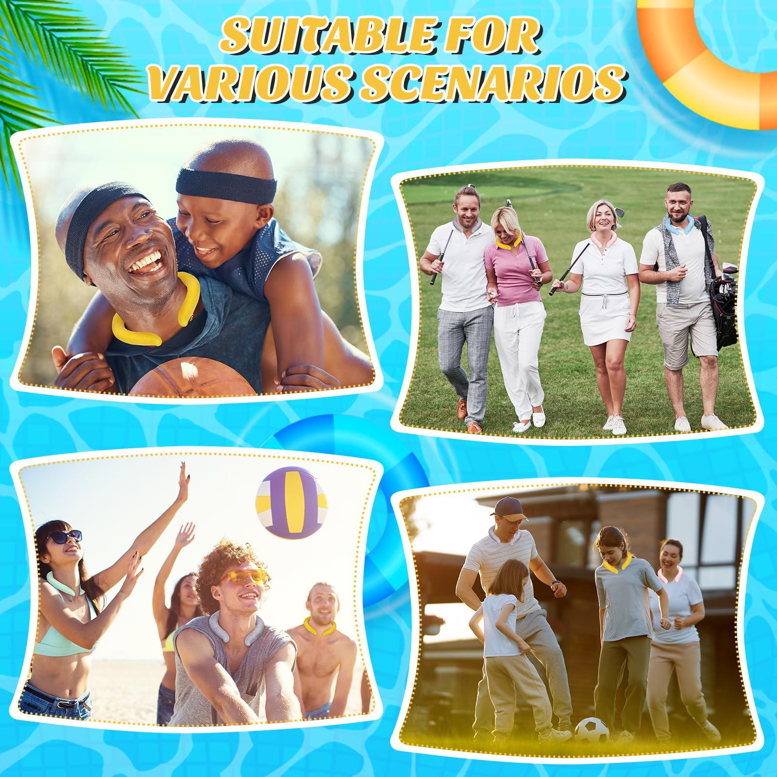 SiliFine SiliFine 12 Pcs Cooling Neck Wraps Reusable Ice Neck Cooler Wearable Ice Packs Tube Ice Collar Ring Hands- Free Gel, Freeze Below 78 Fahrenheit for Hot Weather Summer Outdoor Heat Dissipation