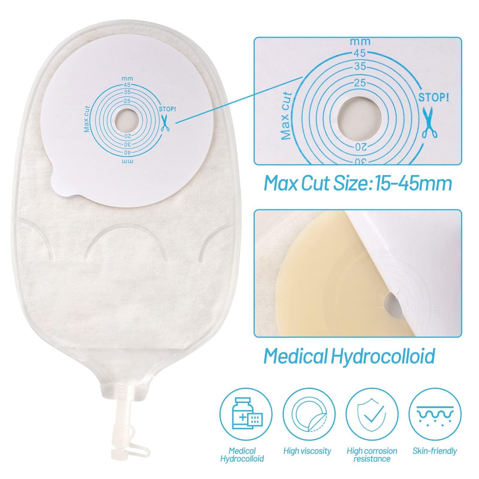 Heagimed 10PCS Urostomy Bags, One Piece Stoma Bag for Urine Anti-backflow Urostomy Bag Suppliers, 15-45mm Cut-to-Fit Drainable Pouch Ostomy Stoma Bags for Ileostomy Stoma Care