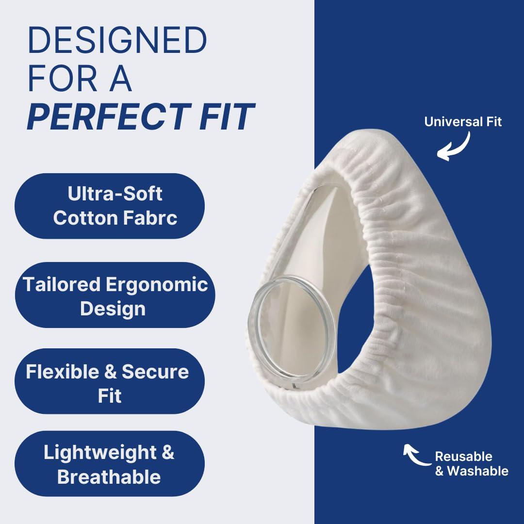 Snugell Snugell CPAP Mask Liners Full-Face (4-Pack) White Soft Cotton Fabric CPAP Skin Protector for Universal Fit Reduces Skin Irritation, Air Leaks Reusable & Washable for 6-Month Supply