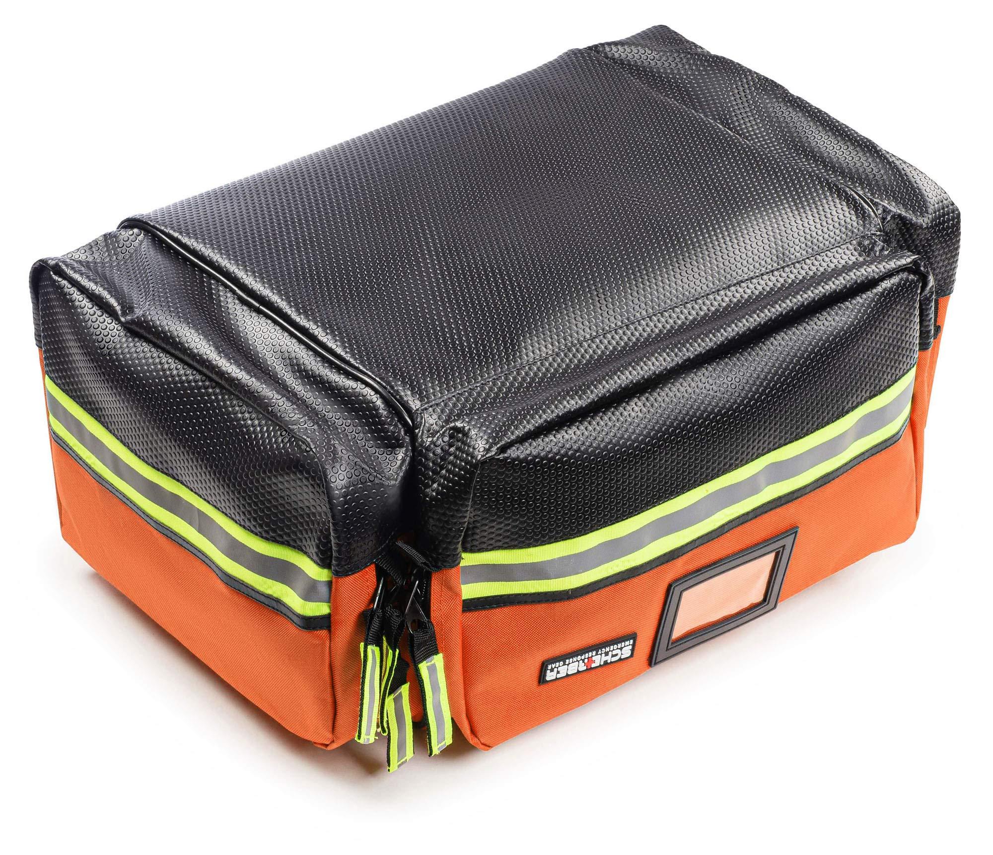 Scherber Scherber Fully-Stocked First Responder Professional Advanced EMT/EMS Trauma Kit | HSA/FSA Approved | Reflective Bag w/10+ Compartments, Zippered Pockets & 250+ First Aid Supplies (Orange)
