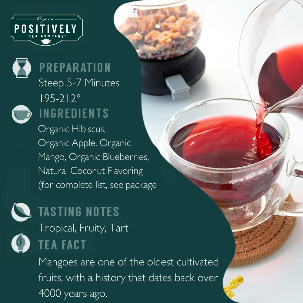 Organic Positively Tea Company Organic Positively Tea Company, Coco Berry Mango, Herbal Tea, Loose Leaf, 4 Ounce