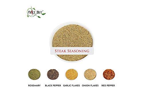 The Spice Hut Spice Hut - Organic Steak Seasoning & Dry Rub for Prime Rib, Roast, Burger / Sugar-Free, with Salt / Roadhouse Grill Spice Mix for Chicken, Chop House Seasoning Steak & Beef Rub / All-Natural, Kosher, Vegan, Gluten Free, Keto -No MSG- 3.5oz Glass Jar