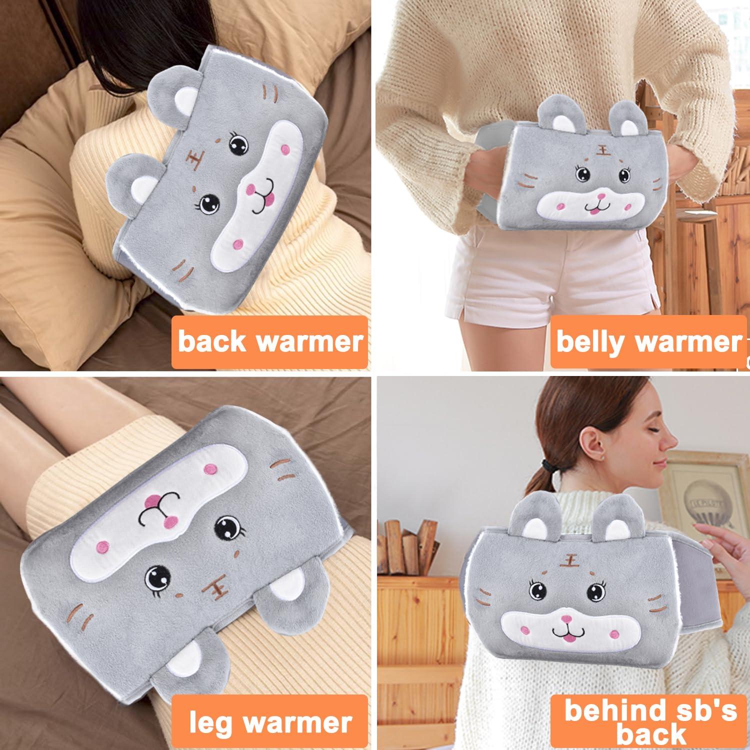 GUDFBALE Hot Water Bottle with Waist Cover,Wrap Around Warm Water Bag Belt Hand Warmer Pocket,Hot Water Bag with Cover for Menstrual Cramps,Pain Relief,Hot and Cold Therapy Grey