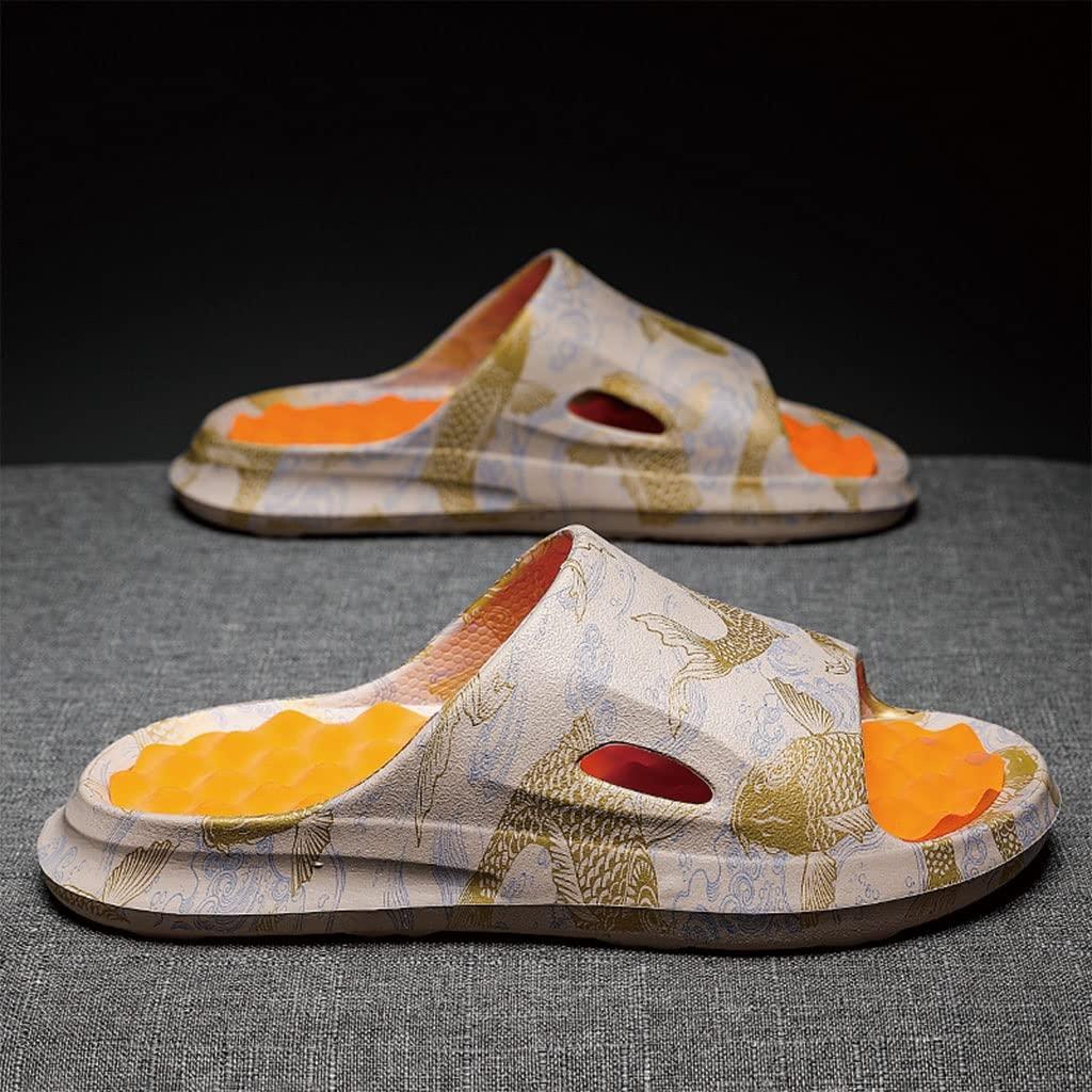 HSQMA Acupressure Slippers Acupressure Massage Sandals For Foot Acupoint Massage Shiatsu Arch Pain Relief Non-Slip Massage Shoes For Bath Shower Flip Flop Indoor & Outdoor ( Color : Khaki , Size : EUR45 )