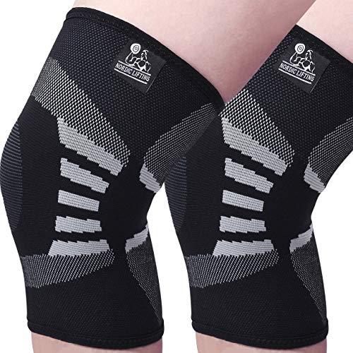 Nordic Lifting Nordic Lifting Knee Compression Sleeves (1 Pair) XXL, Grey and Kinesiology Tape (2-Pack) PrimeTape
