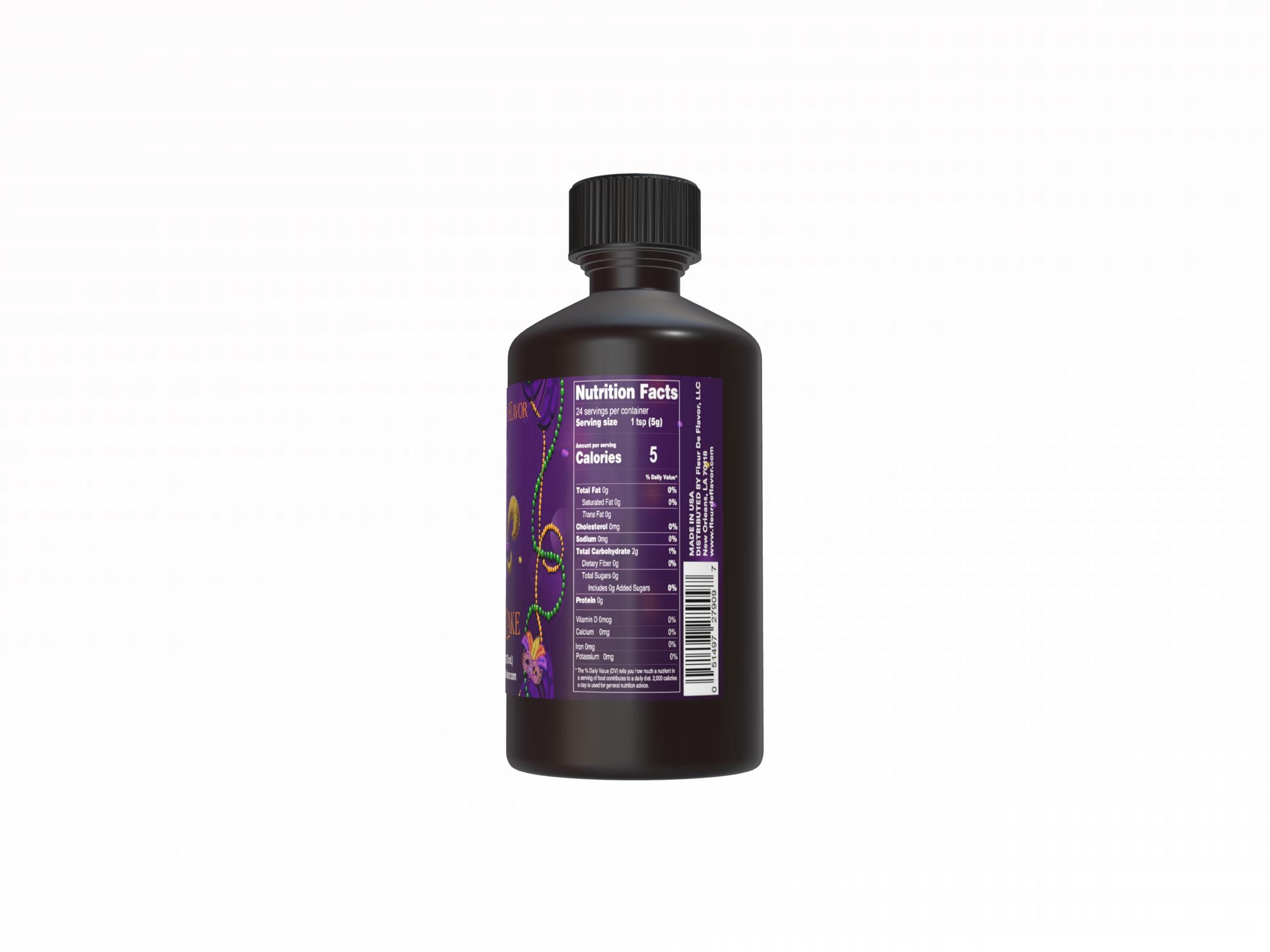 Fleur De Flavor Fleur De Flavor King Cake Emulsion Rich Mardi Gras Cinnamon & Vanilla Flavor with hint of Rum for Baking, Frosting, Ice Cream & Beverages Bake-Stable, Gluten-Free, No Artificial Colors (4 oz)