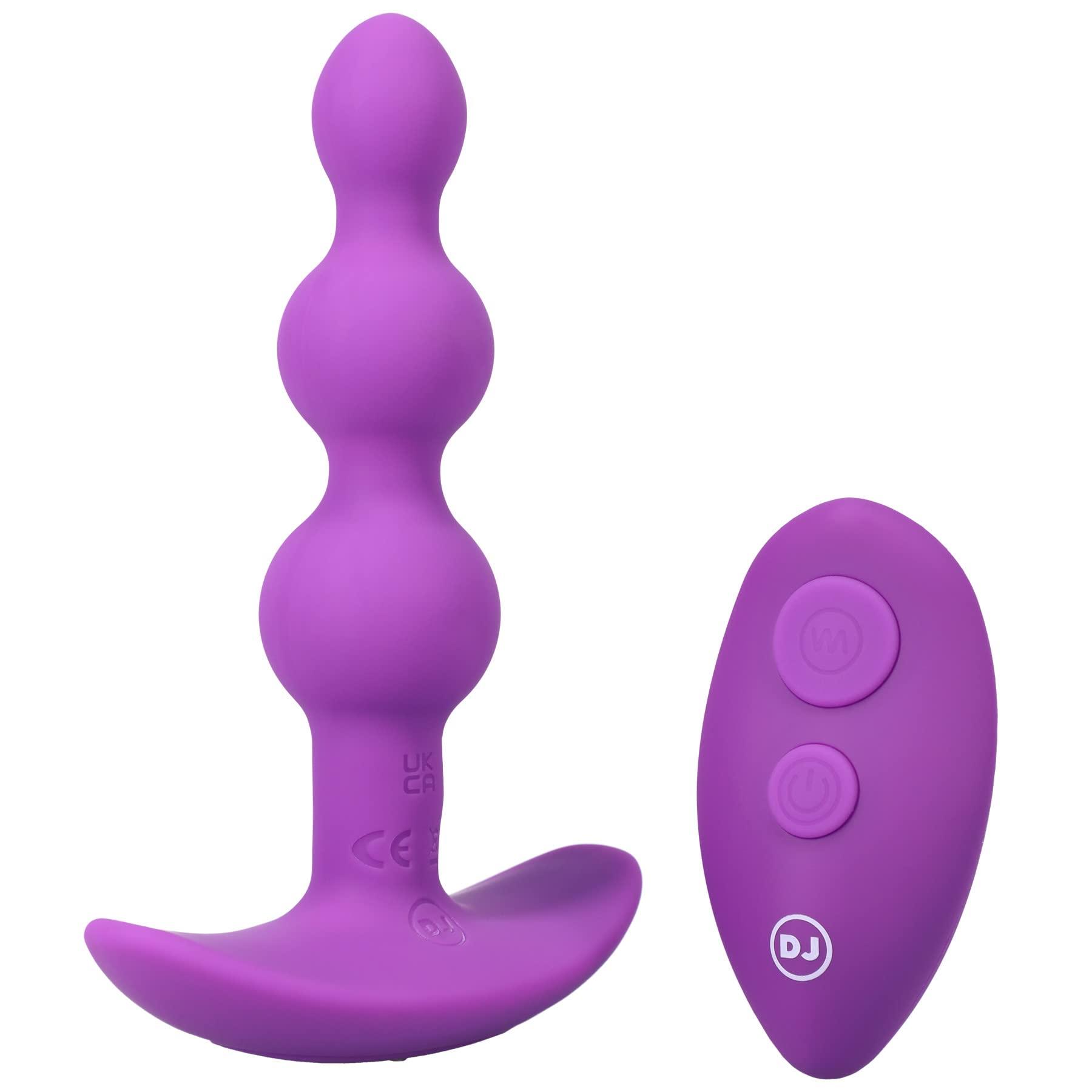 Doc Johnson Doc Johnson A-Play - Beaded Vibe - Rechargeable Silicone Anal Bead Plug with Remote, Purple