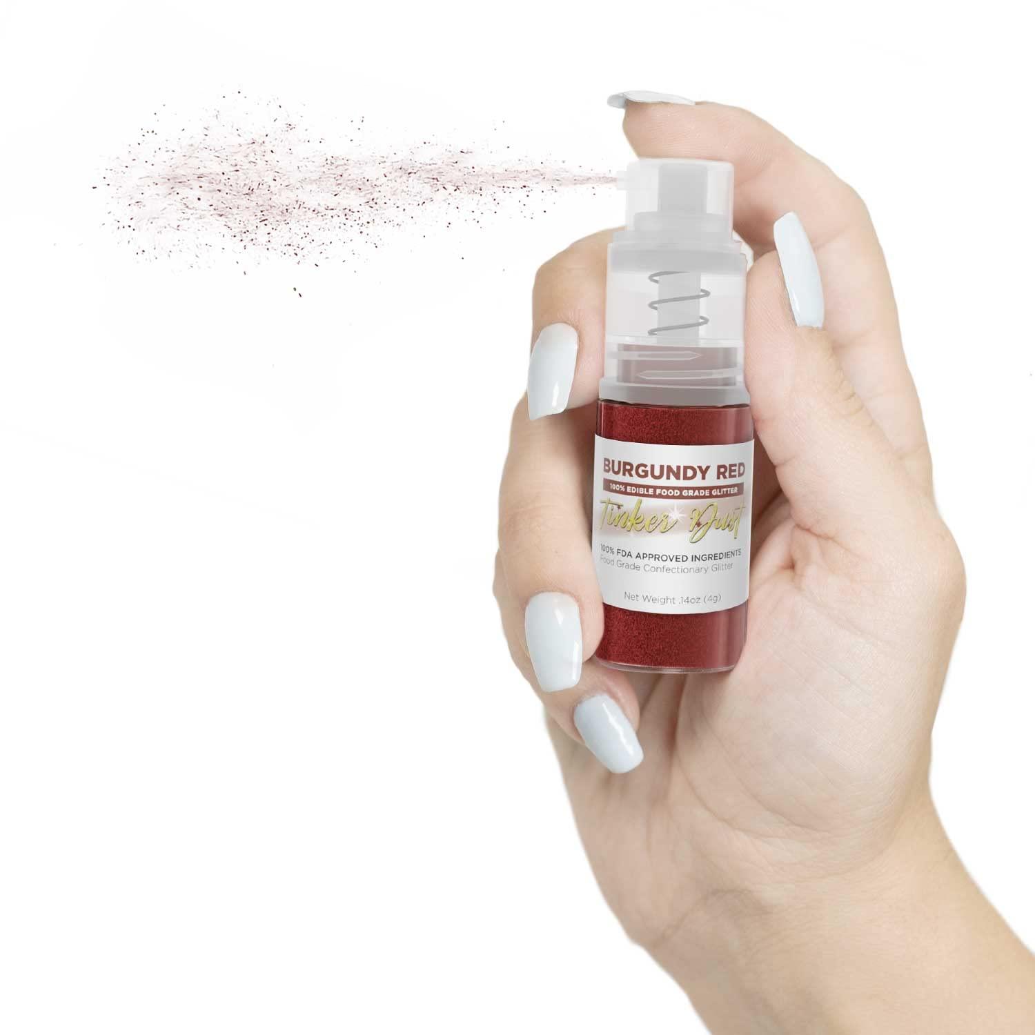 Bakell Bakell - Burgundy Red Tinker Dust (4g, 1x Mini Spray Pump) Edible Glitter for Food, Desserts, and Beverages!