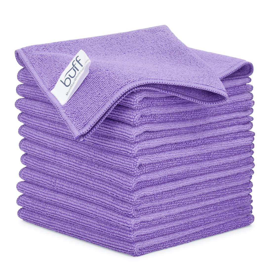 Microfiber Wholesale MW Pro Bulk Microfiber Cleaning Cloths Wholesale | Purple - Case: 384 Quantity | Size 12\" x 12\" | Premium Microfiber Towels for Cleaning Glass, Kitchens, Bathrooms, Automotive
