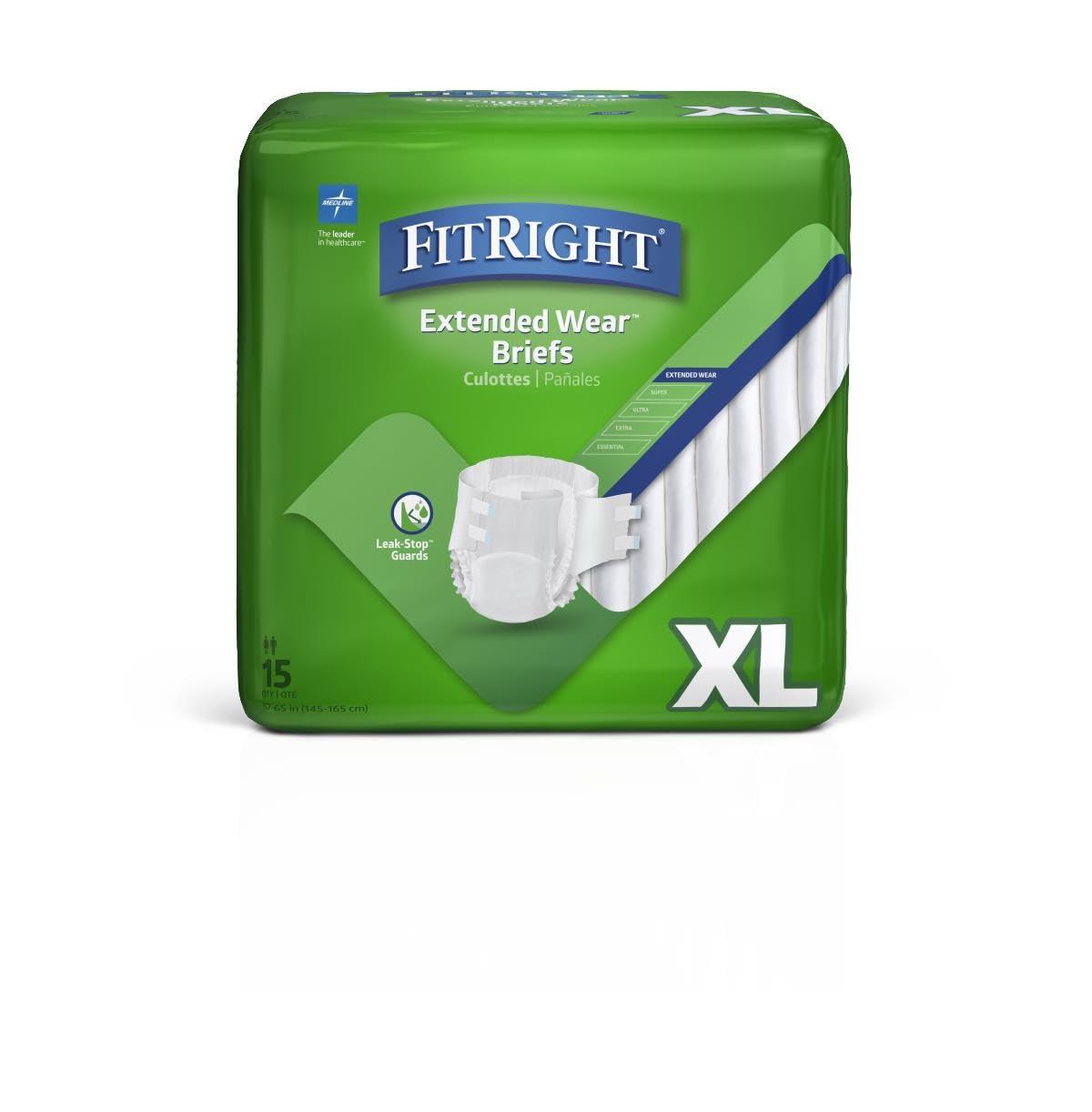 Medline Medline Extended Wear Overnight Adult Briefs with Tabs, Maximum Absorbency Adult Diapers, X-Large (60 Count)