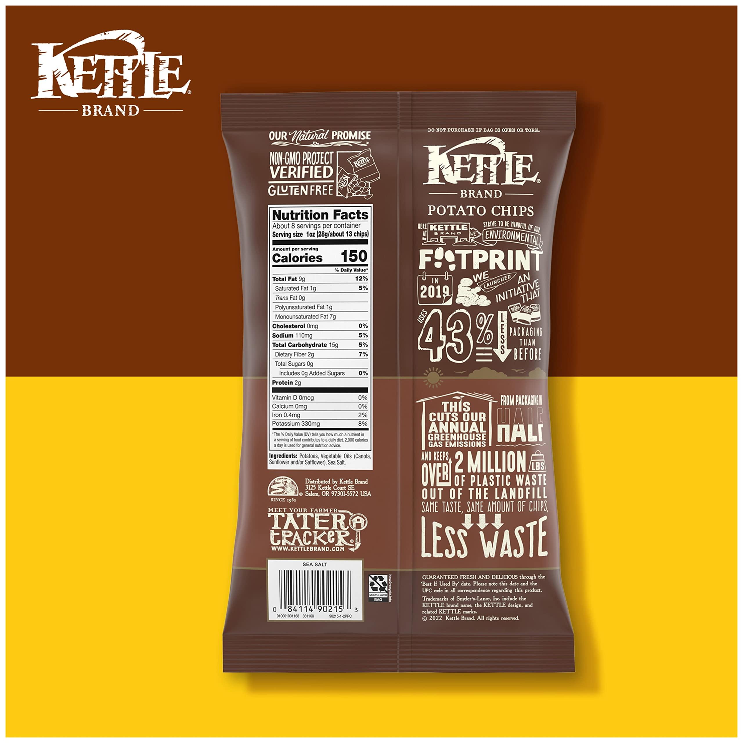 Kettle Brand Kettle Brand Sea Salt Kettle Potato Chips, Gluten-Free, Non-GMO, 7.5 oz Bag (Pack of 12)