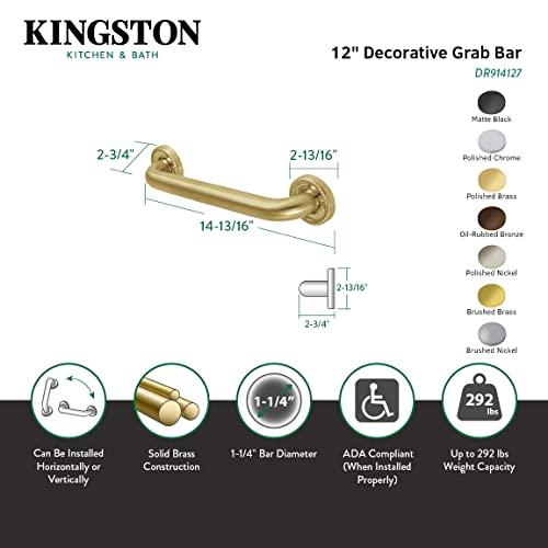 Kingston Brass Kingston Brass DR914126 Camelon 12" Grab Bar, 1-1/4" Diameter, Polished Nickel
