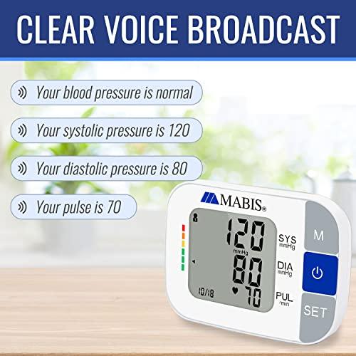 Mabis MABIS Universal Wrist Talking Blood Pressure Monitor, Visual BP Guide, 396 Reading Memory Storage for 4 Users, Protective Storage Case, FSA & HSA Eligible