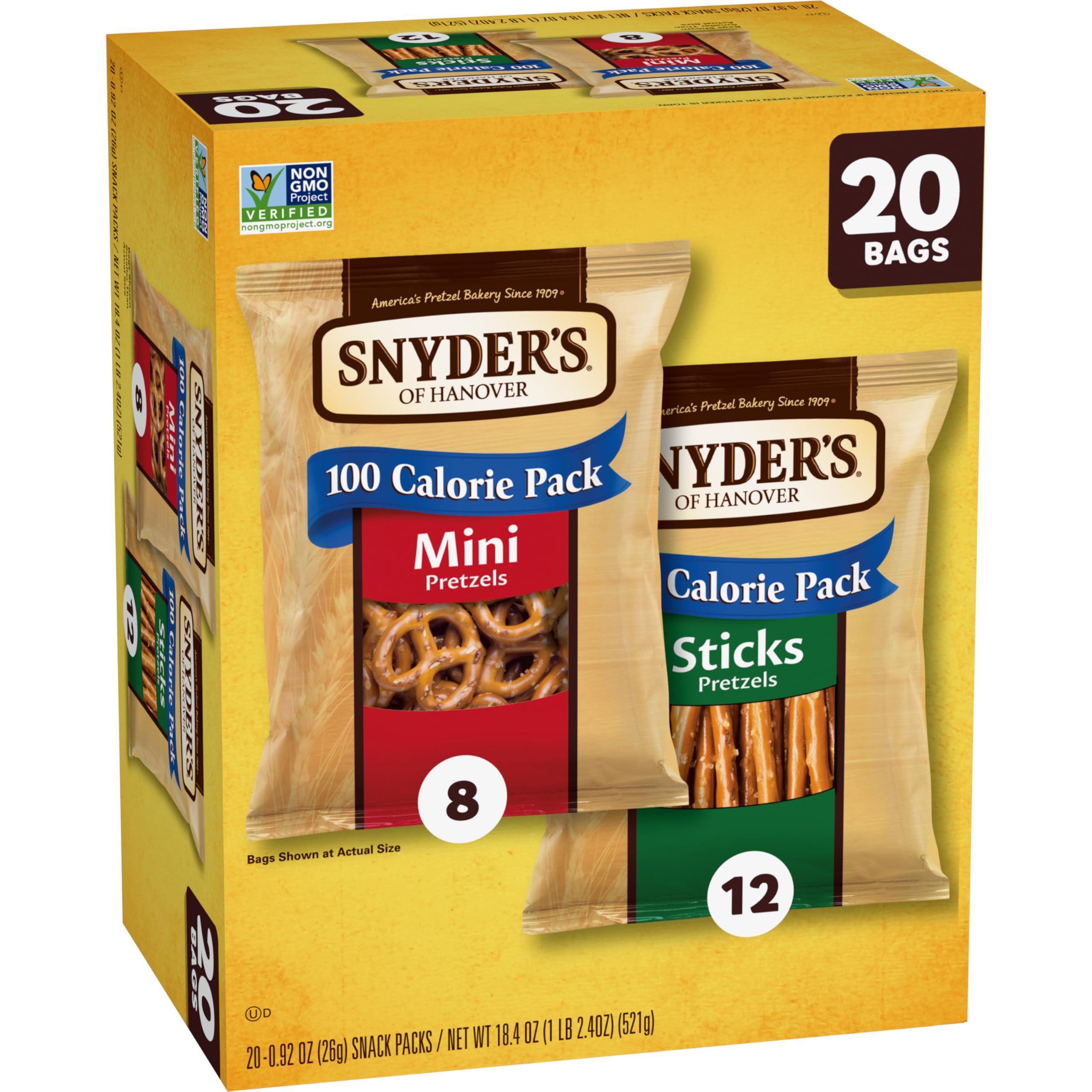 Snyder's of Hanover Snyder's of Hanover Pretzels, Minis and Sticks 100 Calorie Packs, 20 Ct Variety Pack