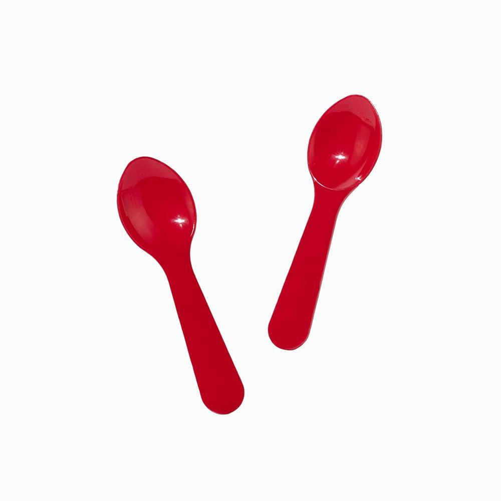 Frozen Dessert Supplies 3000-Count Mini Disposable Tasting Spoons Red Color | 3 Inch Plastic Sampling & Taster Spoons for Food, Ice Cream, Spices | Frozen Dessert Supplies