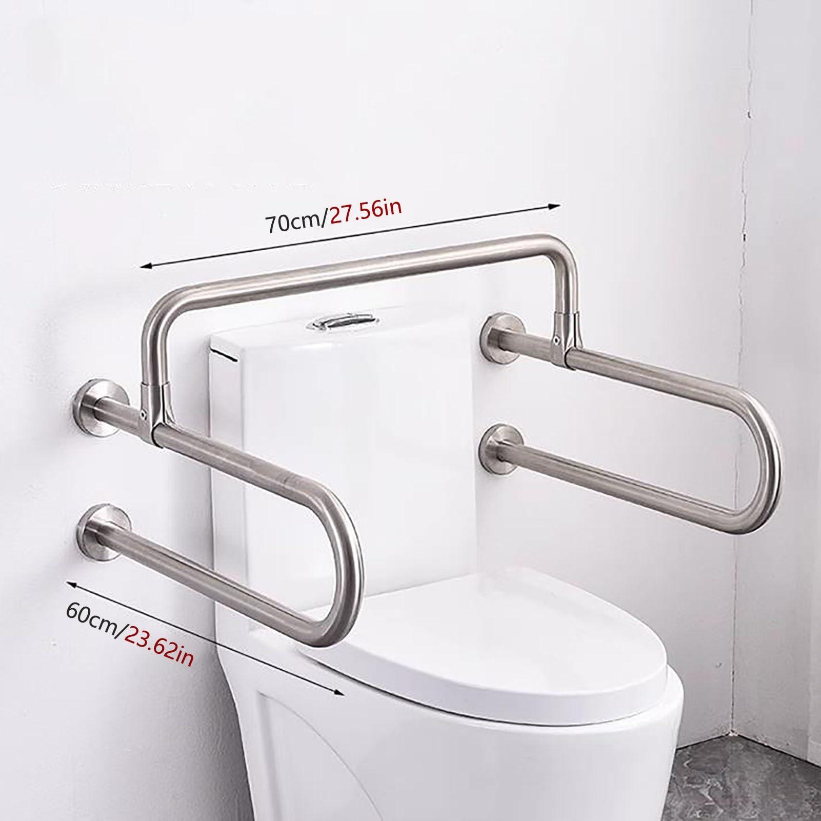 TEMKIN Toilet Grab Bar Stainless Steel Handicap Rails Grab Bars Toilet Rail Bathroom U Shaped and Wall Mount Safety for Seniors Elderly Disabled Pregnant Injured Patients (Color : Brushed Size : 23.62x27. (