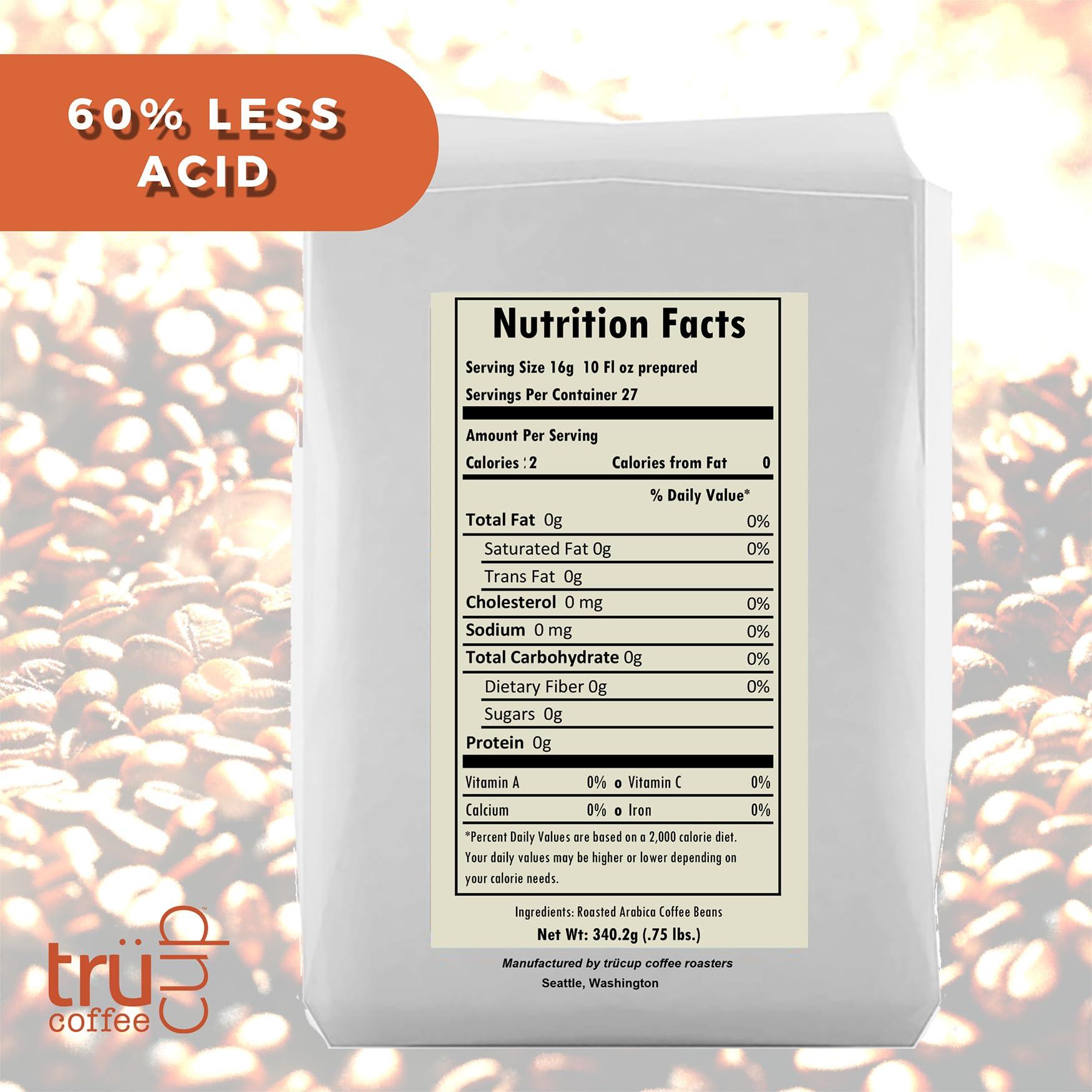 TRUCUP trcup Low-Acid Bold Roast Coffee (Whole Bean, 12 oz)
