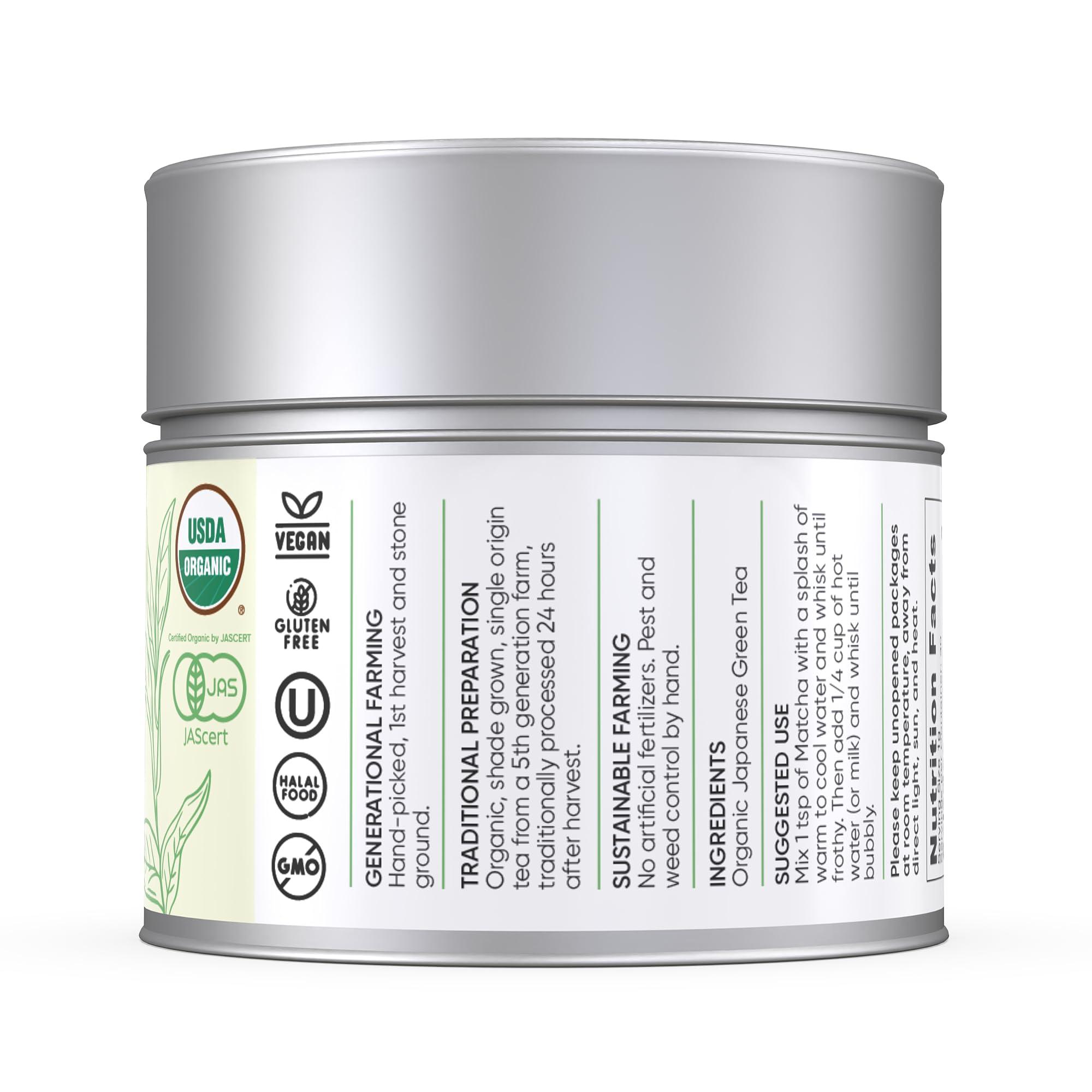 Mcne Organic Japanese Matcha Powder Green Tea - Hand-Picked, 1st Harvest, Ceremonial Grade Matcha Powdered Tea, and Stone Ground from Shizuoka, Japan (30g / 1.1oz)