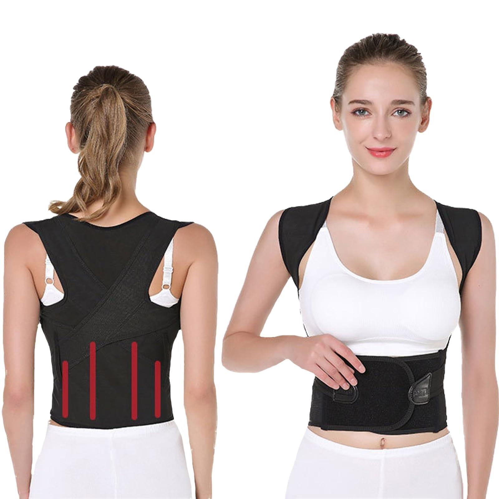 LUXRUB LUXRUB Invisible Posture Corrector Adjustable Full Back Support Teenage Students Hunchback Correction Straps Men Women Corset Orthopedic Vest Shoulder Straightener (Color : Black, Size : 3X-Large)