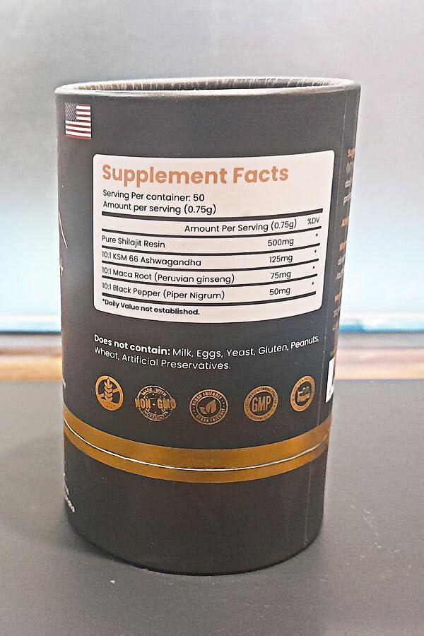 BeepWell BeepWell Shilajit Resin Himalayan Pure Natural Ashwagandha Maca Root Black Pepper Authentic Chilajil Men Women Gold Ayurvedic, 72% Fulvic Acid 85+ Trace Minerals, 50 Servings, 40 Grams