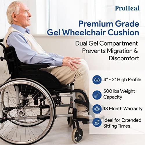 ProHeal Gel Wedge Wheelchair Seat Cushion, Bariatric -High Density Foam, Stretch Nylon Cover, Deep Immersion Gel for Pressure Redistribution -Back, Tailbone, Coccyx Support -Eliminates Sliding -26"x20"x4"-2"
