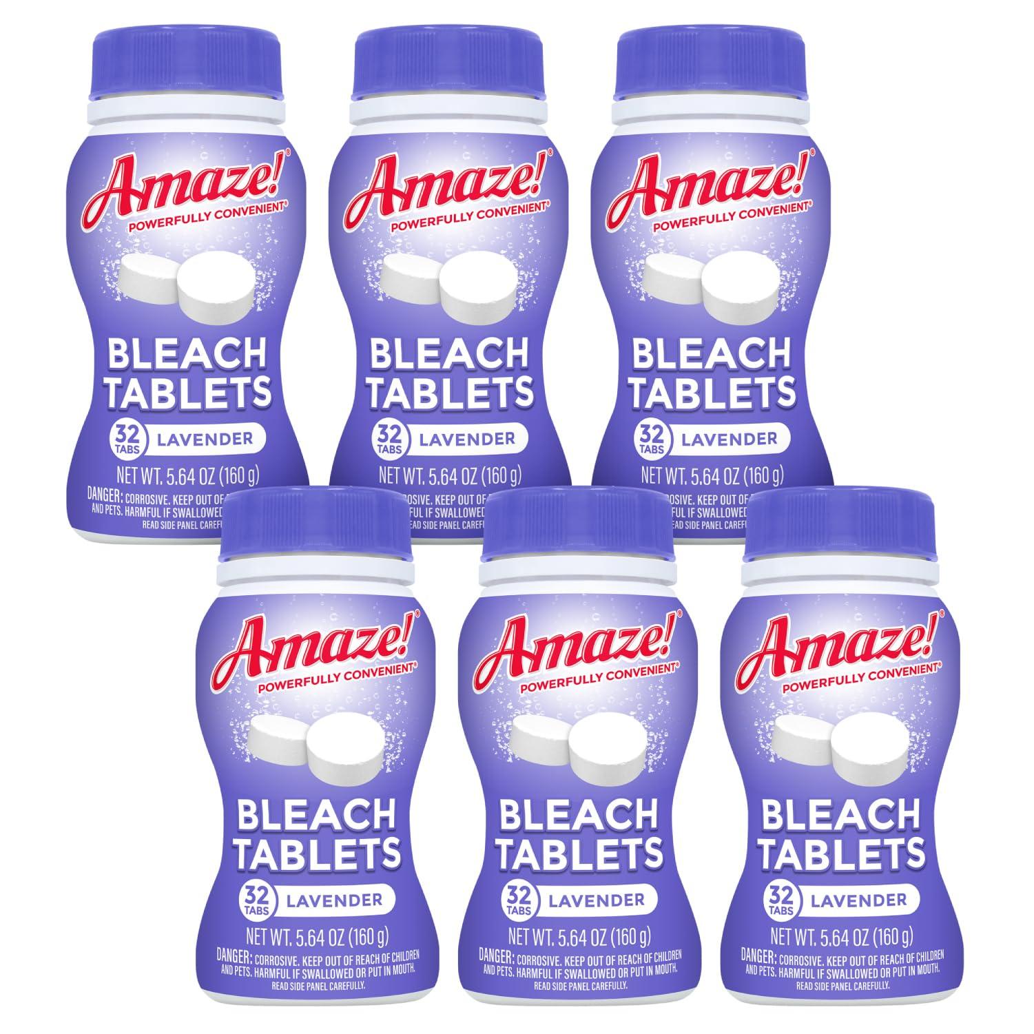 AMAZE AMAZE Ultra Concentrated Bleach Tablets [6 bottles] - Lavender Scent - for Laundry, Toilet, and Multipurpose Home Cleaning. No Splash Liquid Bleach Alternative