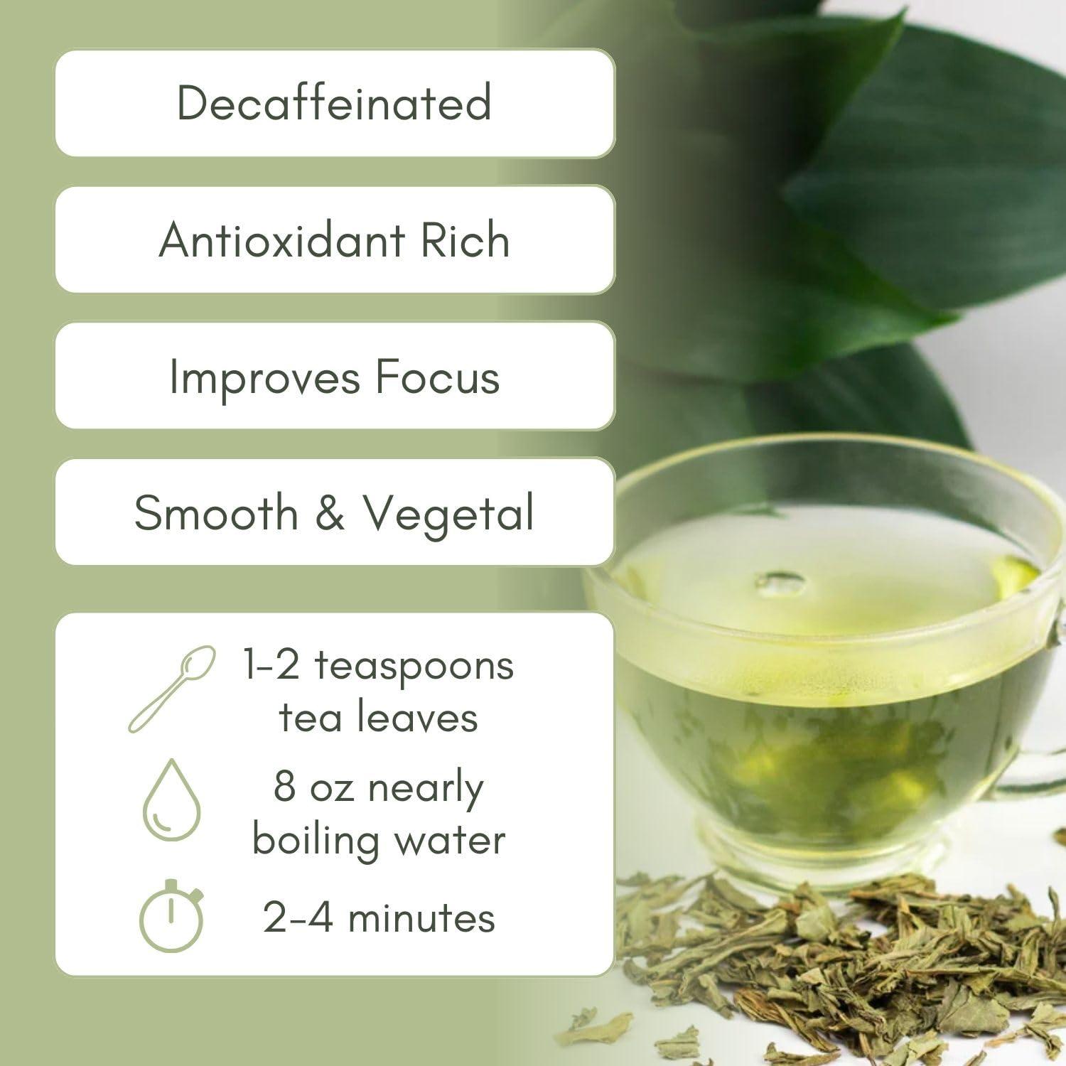 Full Leaf Tea Co. Organic Decaf Sencha Loose Leaf Tea - 2oz Bag (Approx. 30 Servings) | Full Leaf Tea Co.