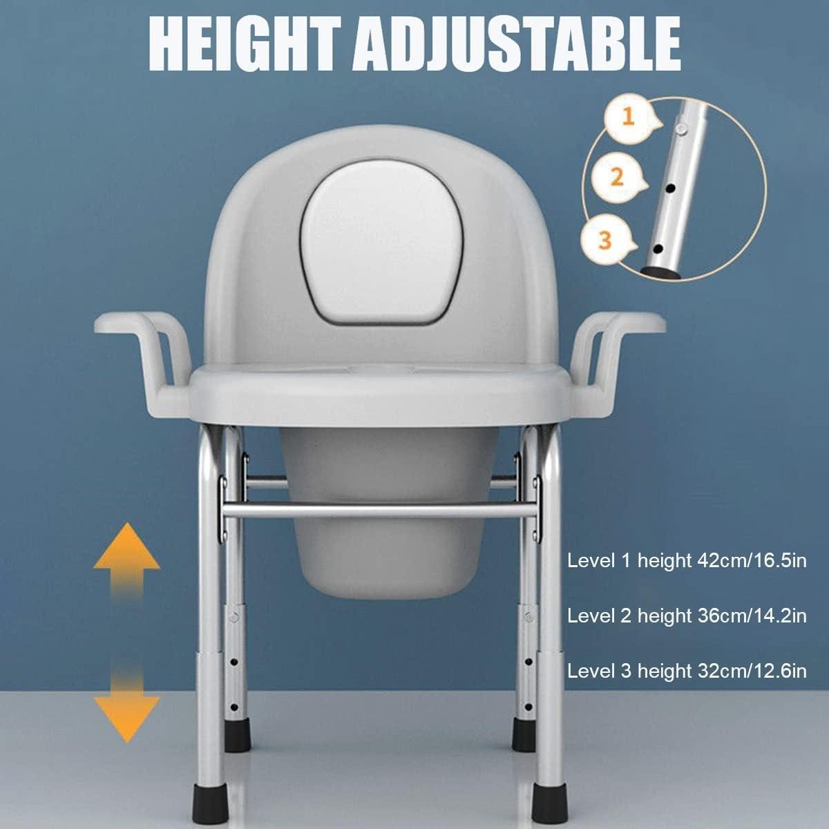 JITEM JITEM Bathroom Portable Bedside Commode Chair for Toilet Height Adjustable Adult Potty Chair Anti Slip and Anti Rollover Shower Stool for Home & Bedroom Use Home Use