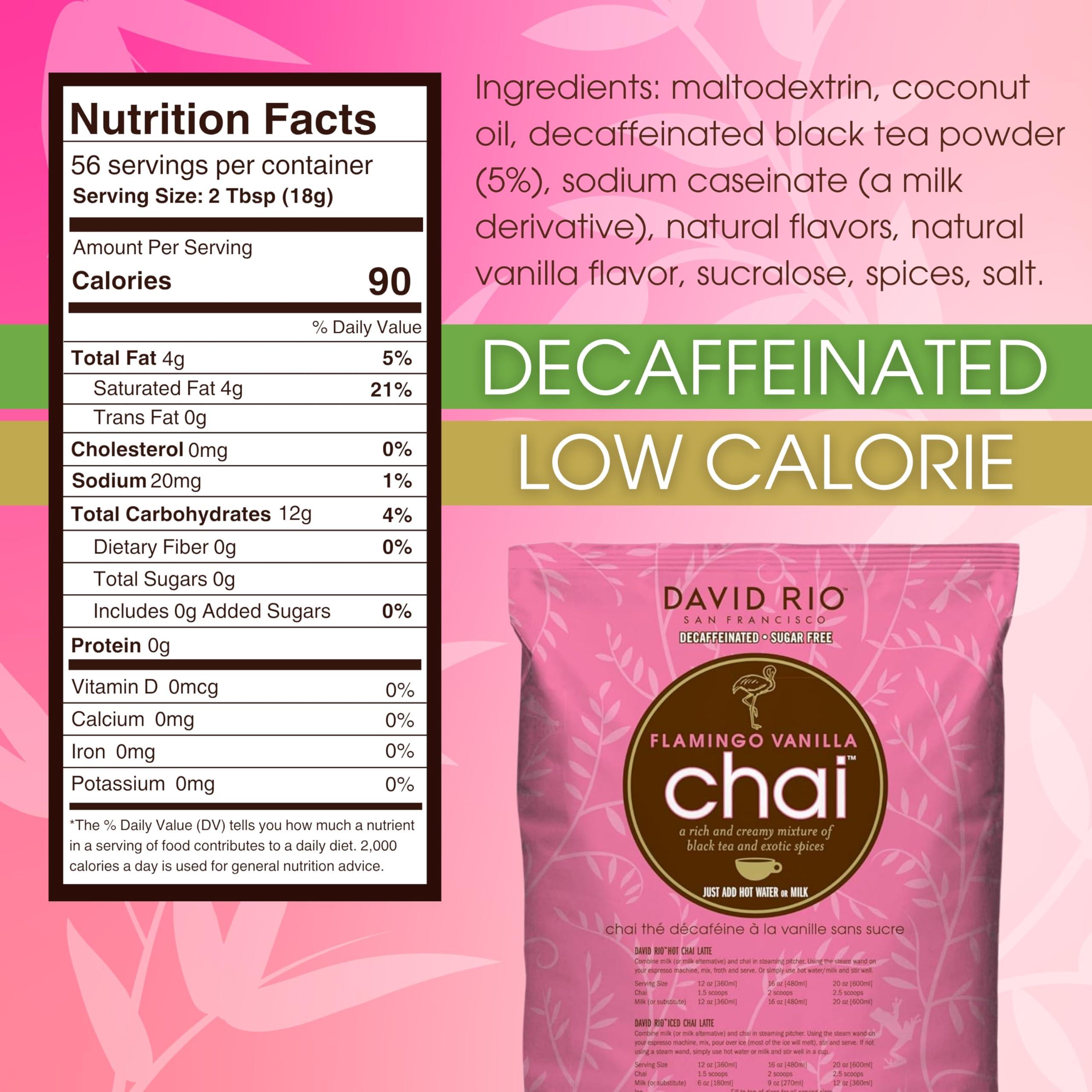 David Rio David Rio Chai Mix, Decaf Sugar Free, Flamingo Vanilla for Tea or Latte, 48 Ounce (Pack of 1)