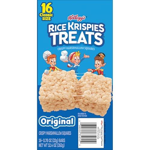 RICE KRISPIES TREATS Rice Krispies Treats Crispy Marshmallow Squares, Kids Snacks, Snack Bars, Original, 12.4oz Box (16 Bars)