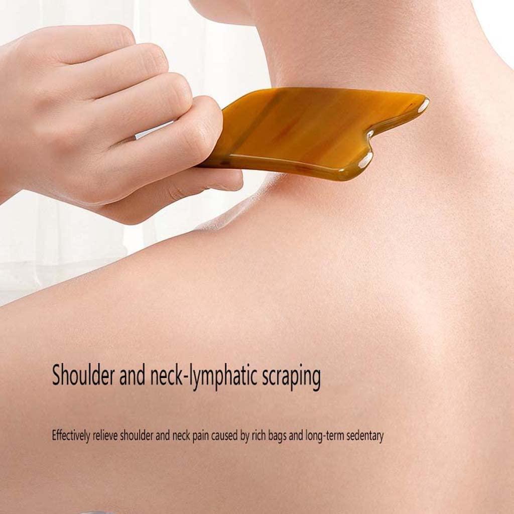 ZHAO SHOP Natural Horn Scraping Board Gua Sha Massager for Body Facial Care Trigger Point Massage Tool
