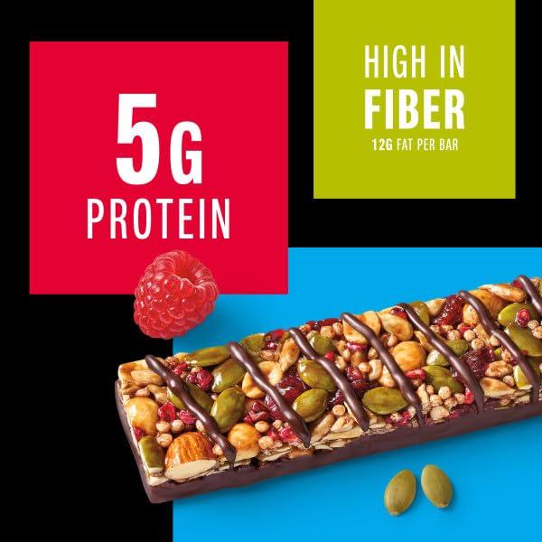 KIND KIND Seeds Fruit & Nuts Snack Bar, Dark Chocolate Raspberry Pumpkin Seed | 5g Protein, High Fiber, Gluten Free Bars, 1.4 OZ, 12 Count