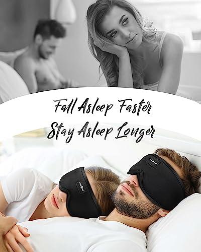 MUSICOZY MUSICOZY Sleep Eye Mask Bluetooth Headband for Women Men, 3D Contoured Cup Night Eye Mask Blindfold for Sleeping with Light Blockout Sleep Mask for Side Sleeper Travel Office Night Mask, 2 Packs